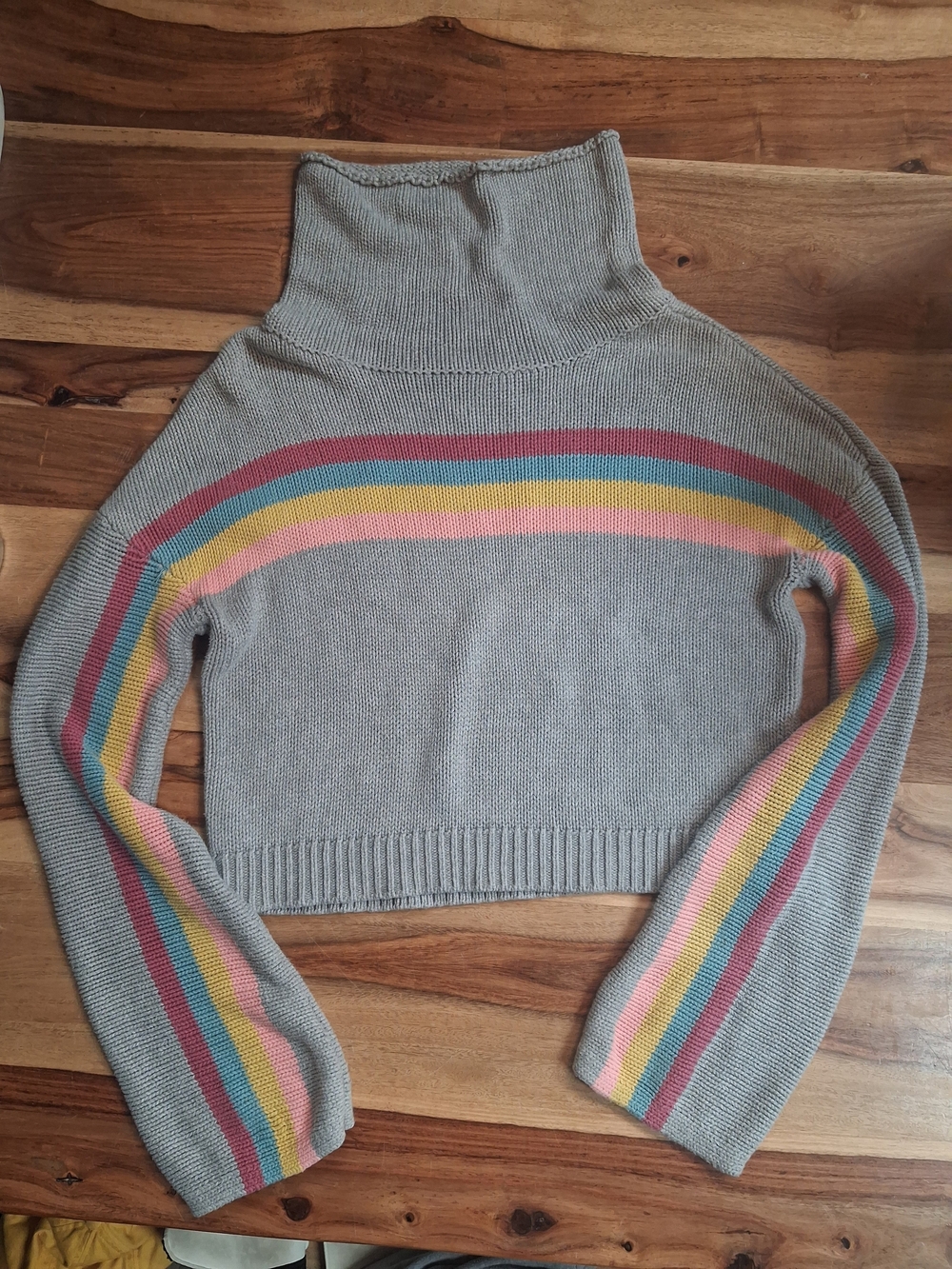 Tea Girls (12-14)  Gray Turtleneck Stripe Sweater